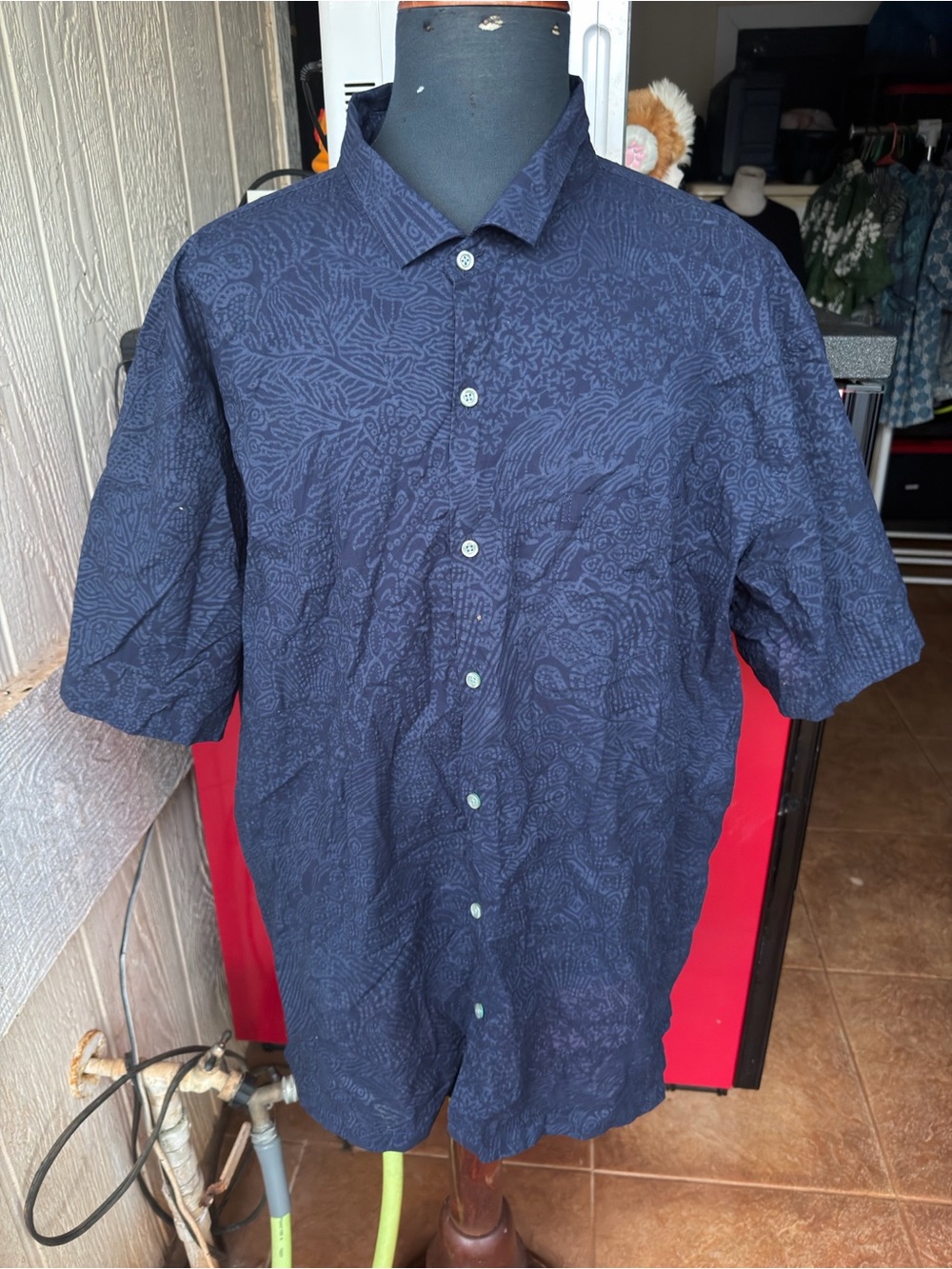 PreOwned Tori Richard Navy Blue Full Button Men's 3XL